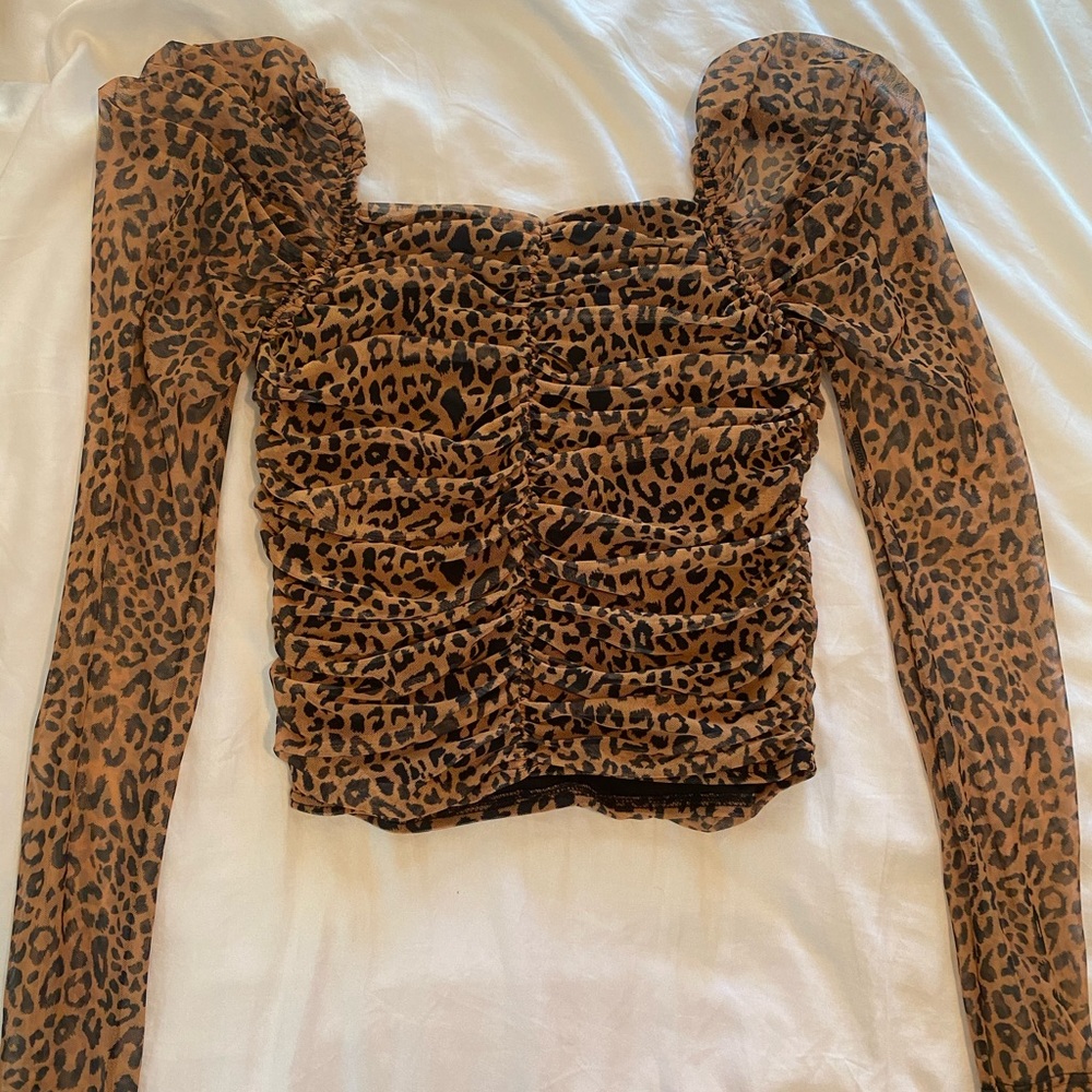 “Scrunched” animal print top